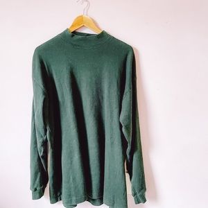 • vintage ribbed green mock neck long sleeve top •